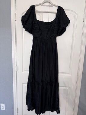 Abercrombie & Fitch Black Puff Sleeve Maxi Dress